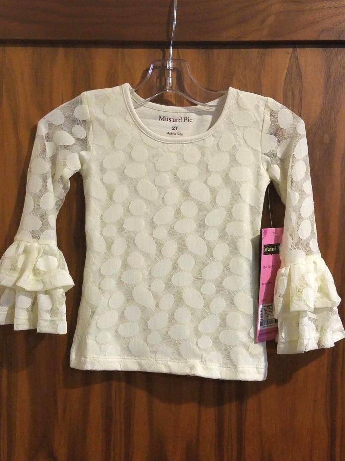 New Fall 2018 Mustard Pie ivory Persimmon Top, sheer polka dot w/lining ,4T,NWT
