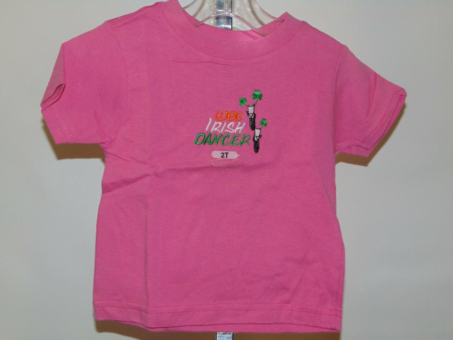 WEE IRISH DANCER PINK SHORT SLEEVE TOP GIRLS SIZE 2T