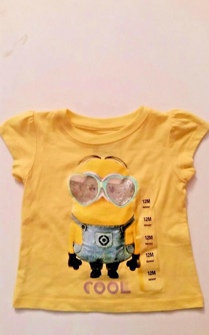 Despicable Me Girl's Infant Baby T-Shirt Yellow Short Sleeve Size 12 Months NWT