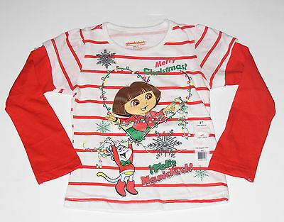 Dora Long Sleeve Christmas t-shirt Girl's size 3T, New w/Tag