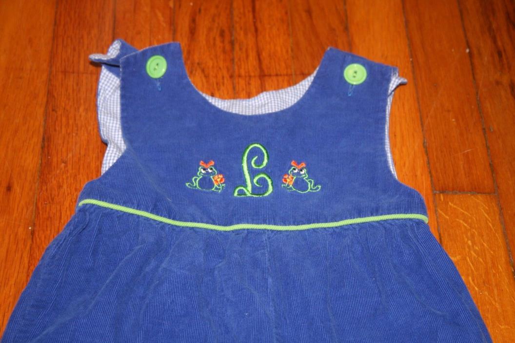 Rags Land girls size 2 long-all frogs monogrammed L