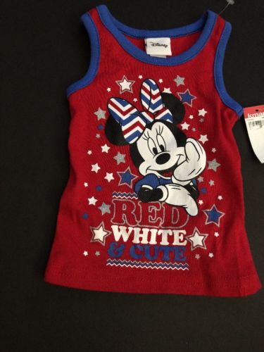 Disney's Girls Minnie Mouse Tank Top Red White Blue Size 12 Months