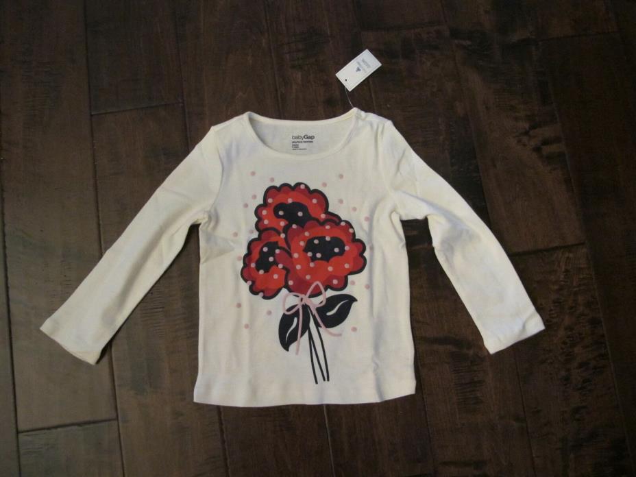 Baby Gap Girls Shirt - cream with flowers - NWT- long sleeve sz 3  (2 available)