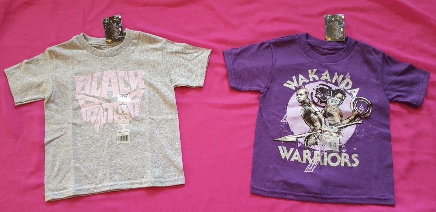 Marvel Black Panther Girls' Short Sleeve Tee Size 2T Color Gray/Purple SET OF 2