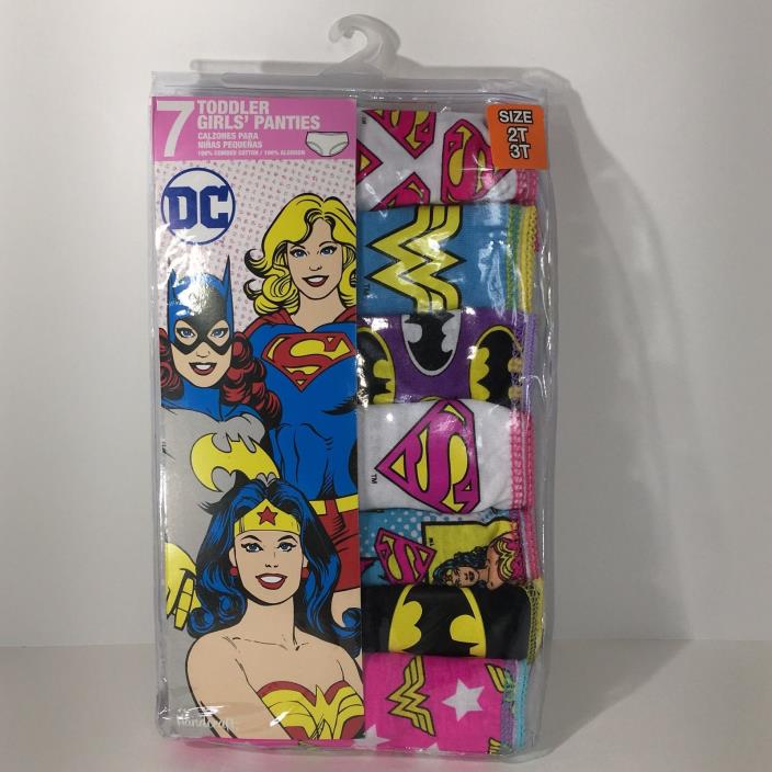 DC Comics Girls Superheroes Girls Toddler Panties Underwear Sz 2T 3T 7 Pack New