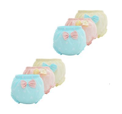 6 Pack Baby Girl's Bloomers Cotton Ruffle With Bow Underwear Diaper Covers