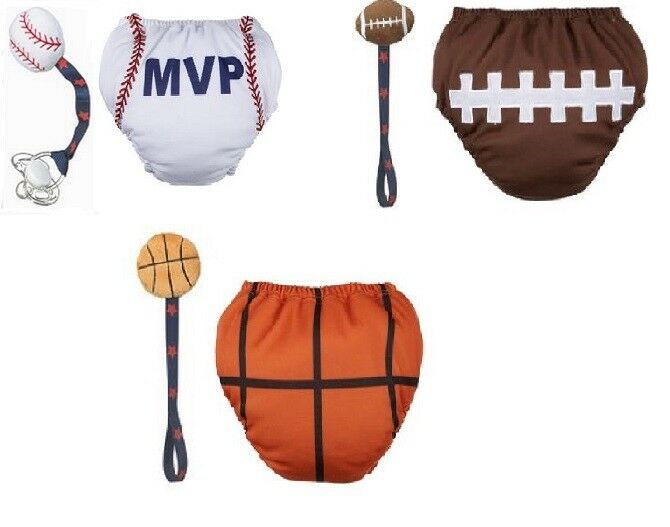 Sports Fan Pacifier Clip & Diaper Cover Set ~ Baby Ganz ~ Size 0-6 Months NWT