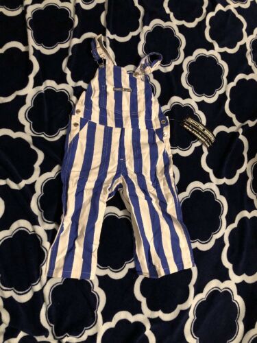 Game Bibs Game Day Jean Overalls Size 2T Denim Navy Blue and White