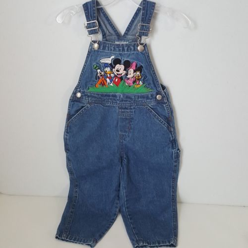 Disney Store Baby Bib Denim Jean Overalls Boys/ Girls 2T Pants Mickey Donald