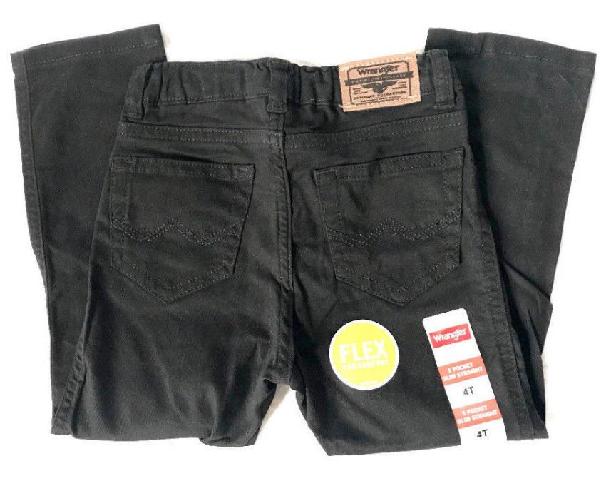 NEW Wrangler Pants 5 Pocket Flex Comfort Slim Straight Leg Toddler Boys 4T Black