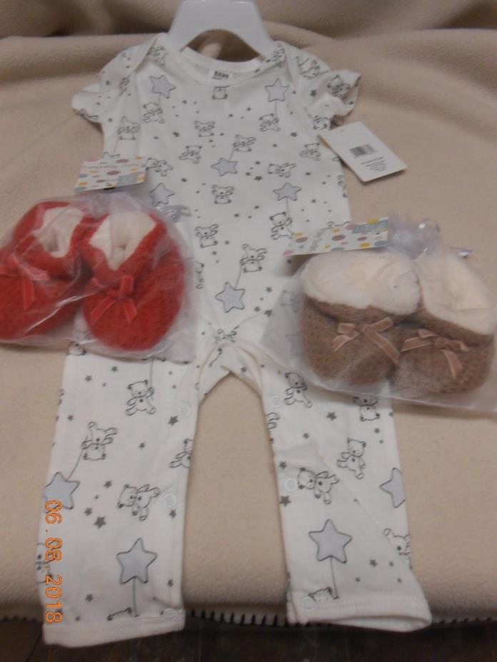 New lot 3 unisex Baby views items sleeper & booties new born up to 6 months