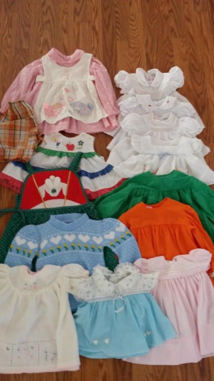 Vintage lot 14 plus items Baby Girl dresses tops ruffles smocked lace infant