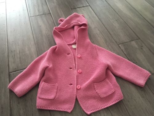 Baby Gap Girl Hooded Ear Jacket Pink Sweater 6-12 Months