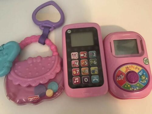 Baby Girl Cell Phone Lot And Purse Rattle Leap Frog Fisher Price