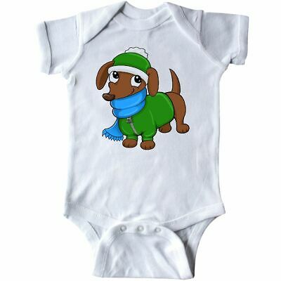 Inktastic Cute Dachshund Wearing Coat Infant Bodysuit Pets Pun Dog Funny Scarf