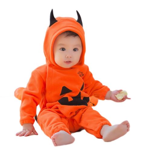 Unisex-Baby Halloween Pumpkin  Hooded Long Sleeve Romper Outfits Suit With Wing