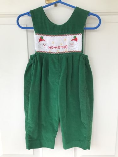 HOUSE OF HATTEN Smocked 6 Months Holiday Christmas Overall Longall EUC