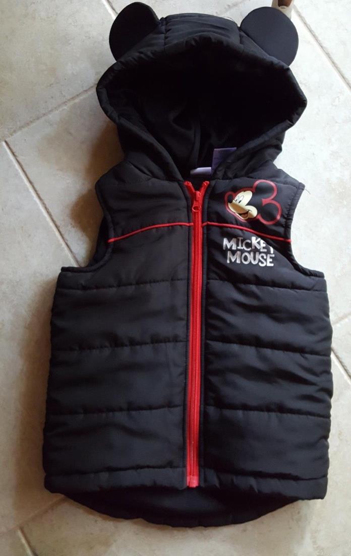 Disney Mickey Mouse Child's Hooded Vest with ears Puffer vest size 4T