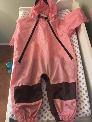 EUC Tuffo Baby Muddy Buddy Waterproof Coverall Rain Suit Pink 18 Months