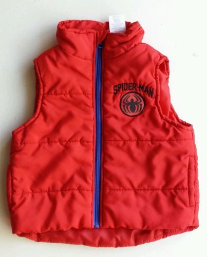 Marvel Spider-Man Sleeveless Toddler Vest Boy Girl Size 5 Red Full Zip Pockets