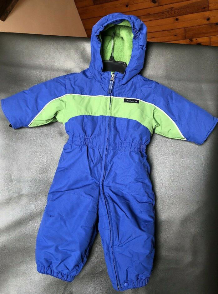 Lands End Blue and Green Full Body Snow Suit Fleece lined 12-18 months Toddler