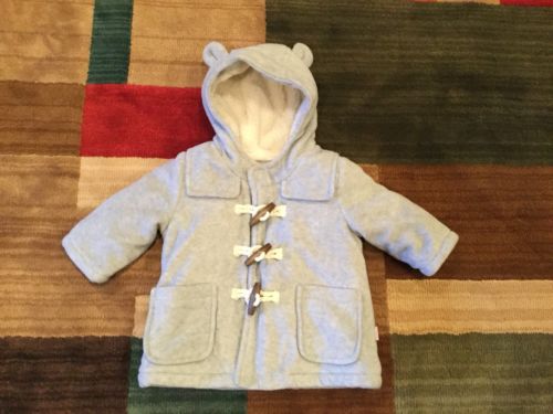 GAP Baby Girl / Boy 0-6 Months NWoT Gray Bear Fleece Duffle Jacket / Coat w/Ears