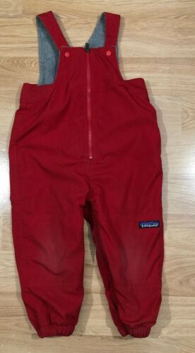 Baby PATAGONIA Snowpants Size 3T Red Zip Front Bibs Style