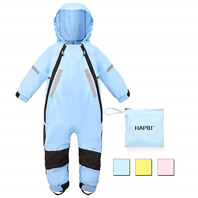 HAPIU Kids Toddler Rain Suit Muddy Buddy Waterproof Coverall,Blue,4T,Upgraded