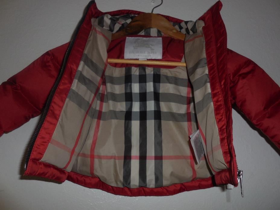 NEW $250 Authen BURBERRY BABY Red Infant Winter Coat Jacket 12 Months girl boy