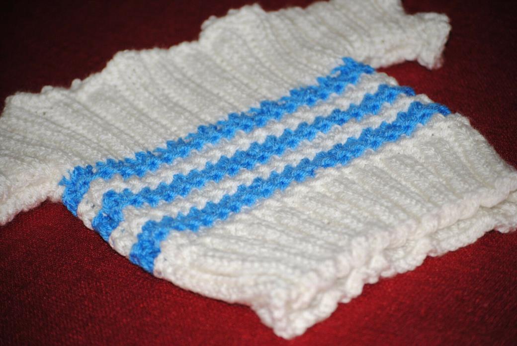 Blue Stripe Baby Pullover Sweater  Vest --Hand Knitted