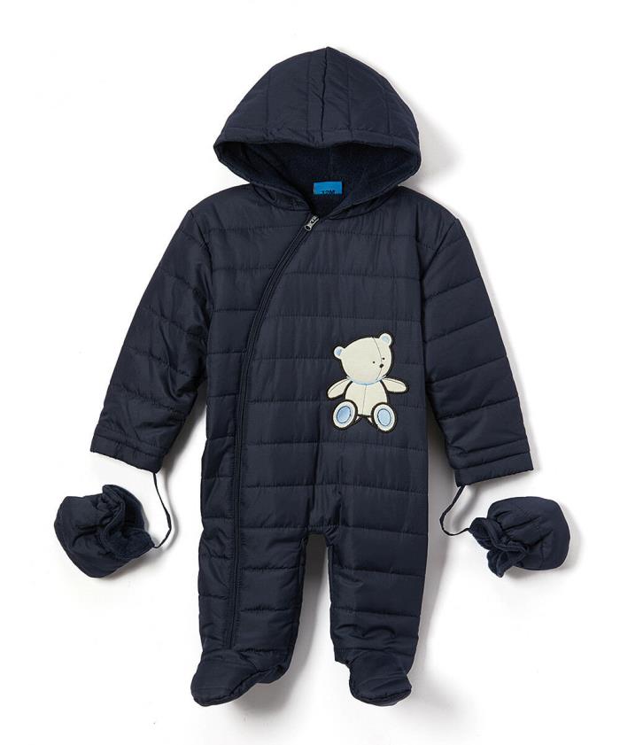Sweet & Soft Navy Weather-Proof Snowsuit with Attached Gloves - Infant 12M