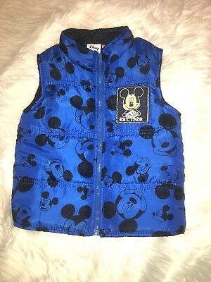 Disney Mickey Mouse Puffer vest Blue Unisex Size 3T Outdoor Toddler Nylon Winter