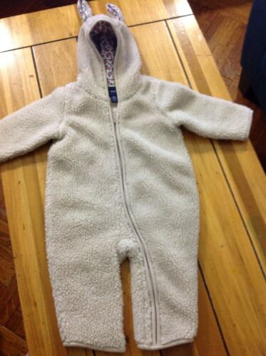Babygap Winter One Piece Fleece Bunny Ears  Coat Tan Size 6-12 Months