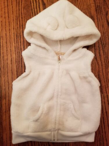 Carter's Baby Girls Ivory Bear Zipper Hoodie Vest 9 Months