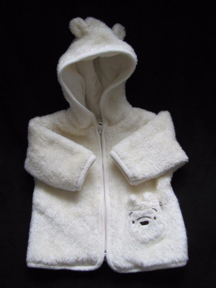 Classic Pooh Unisex Hooded JACKET Coat Baby Infant 6M WHITE FAUX FUR Disney Ears