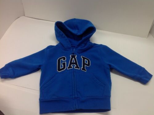 GAP Logo BLUE Hoodie~ Baby Gap Toddler 18-24M~ Zip Thru Logo Excellent Preowned