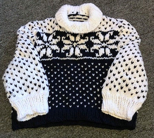 CHILD/TODDLER  SWEATER   Fair Isle SNOWFLAKE Design HAND MADE for a 4-6 year old