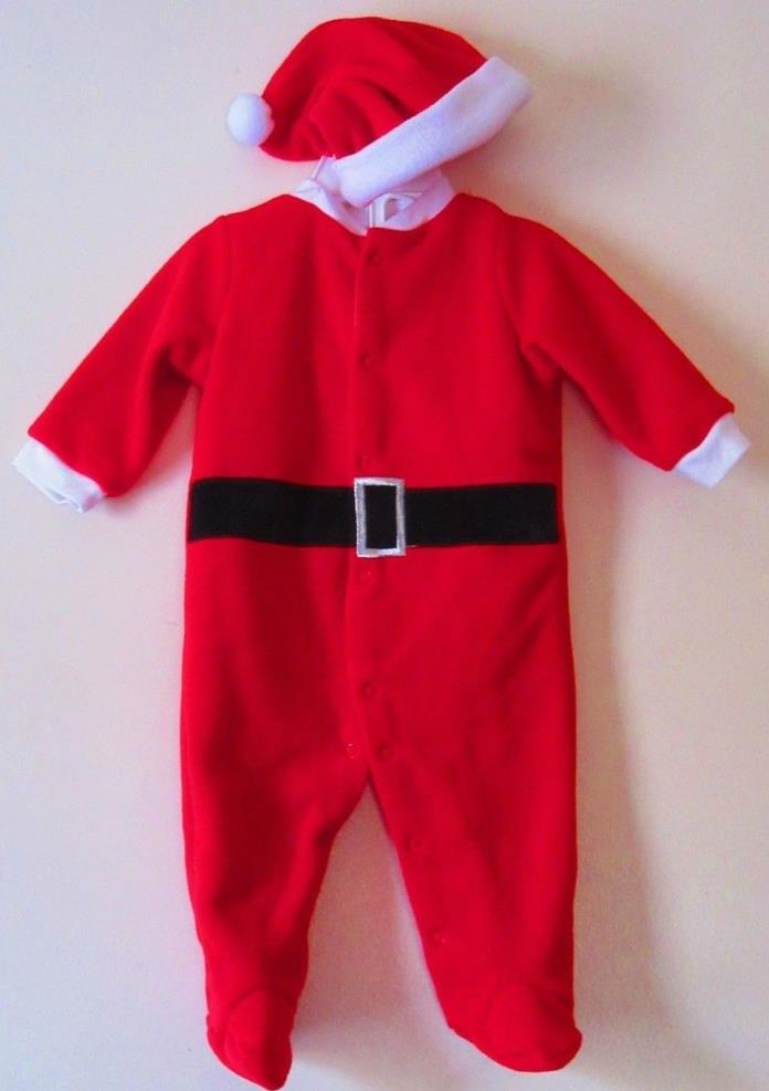 Santa Outfit Pajamas Christmas Holiday Fleece Baby Size 0-3 Months