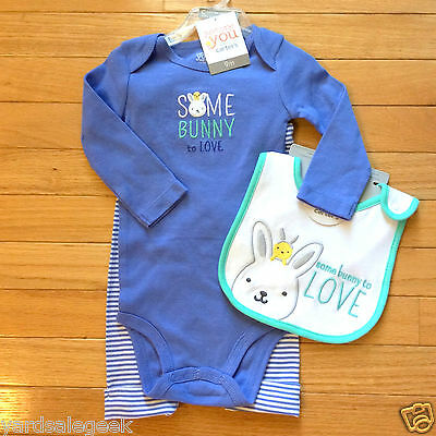 JustOneYou by Carter's Baby Some Bunny to Love-3 Piece Set- bodysuit, pant, bib