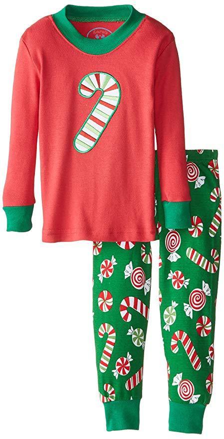 Sara's Prints Unisex Baby Long John Pajamas, Christmas Candy, 12M
