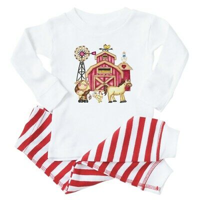 CafePress Farm Animals Baby Toddler Pajama Striped Pants Set  (352708614)