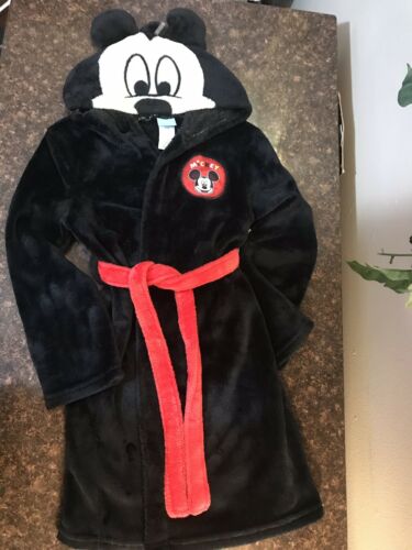 Mickey Mouse Robe Size 4T 5T Black Soft Fleece Disney Robe EUC