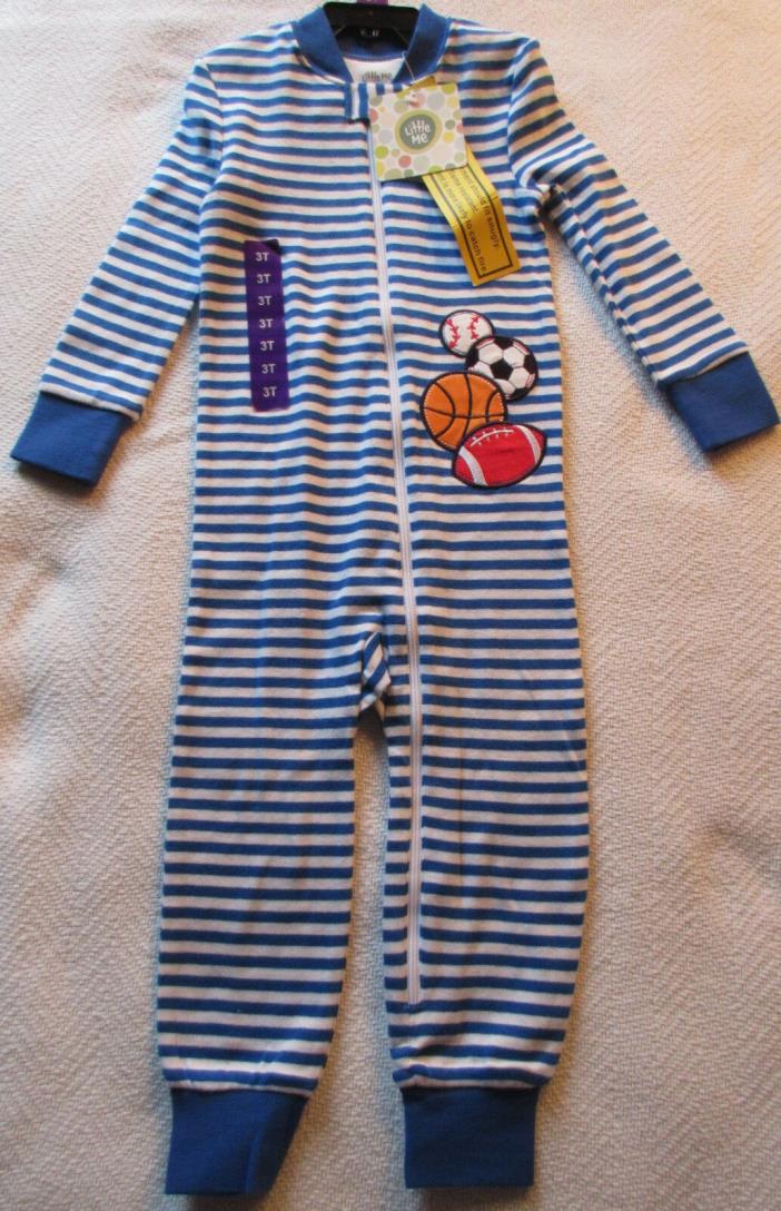 NWT Sleeper Unisex PJ Sports Stripes Little Me Cotton / Spandex Cuffs Blue/White