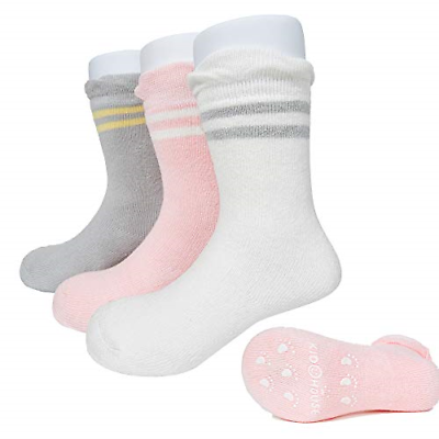 VWU Baby Socks with Grip Toddler Socks Knee High Socks Thick Cotton Anti Slip 2