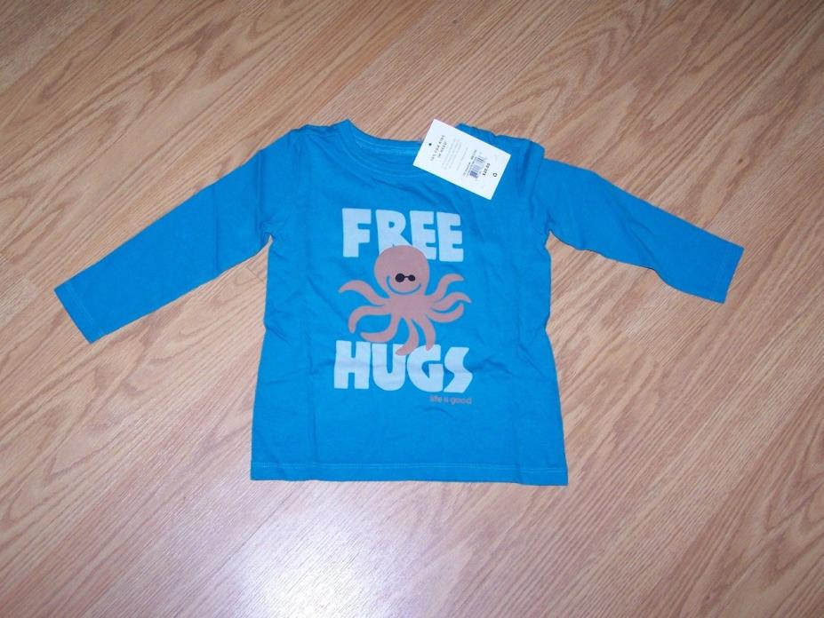 Life is good Toddler Free Hugs Printed Turquoise LS T-Shirt,Sz  2  MSRP$20.00