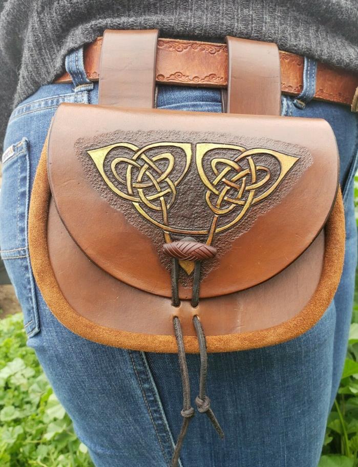 Leather Medieval Bag Celtic Pouch Hip Purse Renaissance Purse