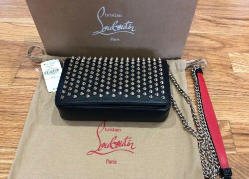 NWT $1050 Christian Louboutin Zoompouch Paris Spikes Gold Crossbody Clutch Purse