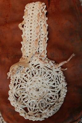 VINTAGE  ECRU HANDCRAFTED CROCHETED EVENING PURSE TINY LACE