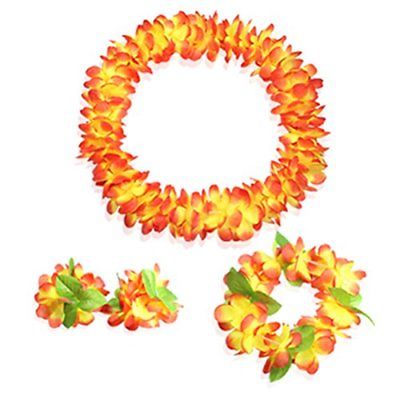 Hawaiian Luau flower Leis Jumbo necklaces bracelets headband set