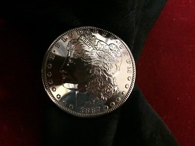 Scarf Slide / Wild Rag Slide: Real Coin 100 year Silver Dollar, 1887 Heads Side